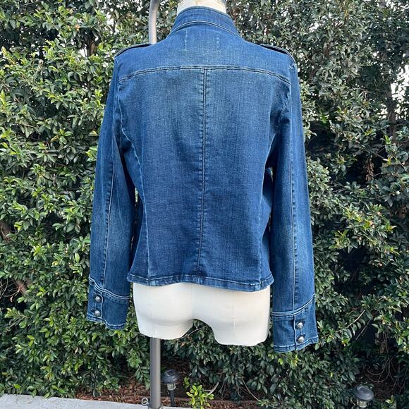 American Rag Stretch Denim Military Style Blue Jean Jacket XL Women - Picture 3 of 7